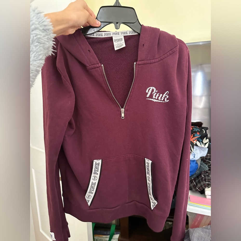 PINK Quarter Zip Hoodie Medium